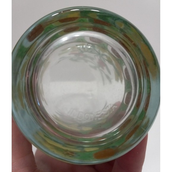 KIG Indonesia Set Of 4 Strawberries & Blooms Drinking Glasses Red Yellow Green - Picture 5 of 9